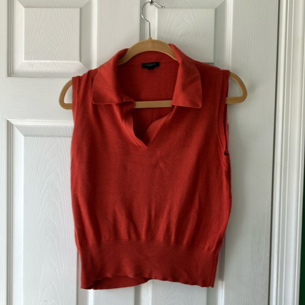 Ann Taylor factory orange collared sleeveless sweater large